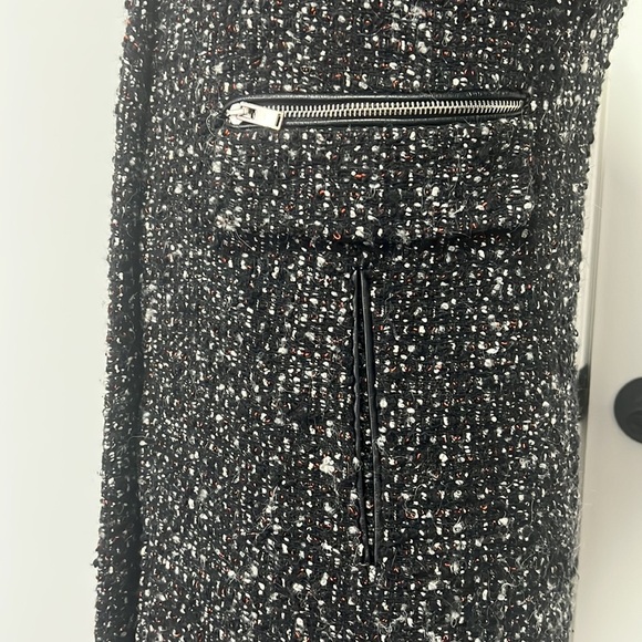 Zara Woman Bouclé Black Leather Sleeved Fully lined Coat Jacket - Size X-Small - Picture 7 of 12